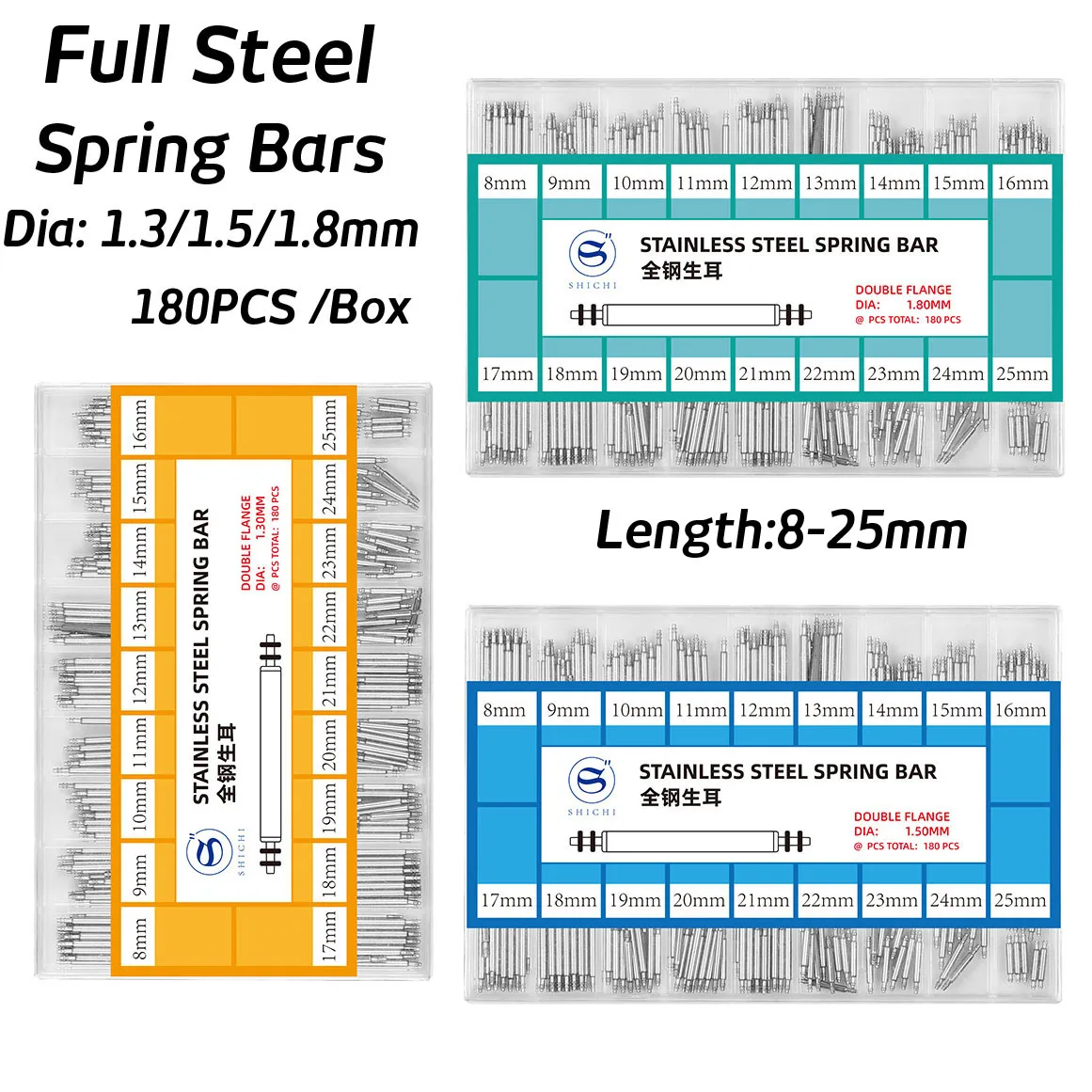 180PCS 1.3mm 1.5mm 1.8mm Stain - Spring Bar Tool Set 评论和价格