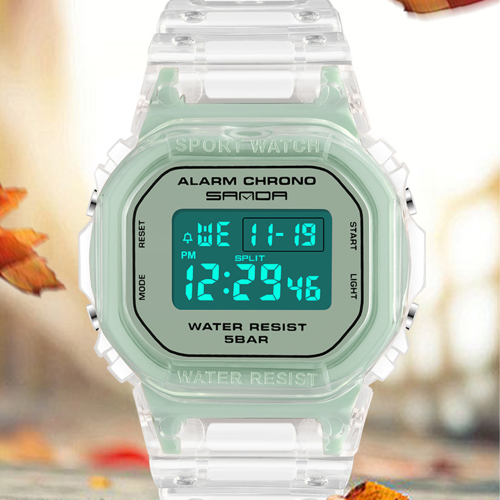 SANDA White Fashion Sport Watc - Rubber Strap Diver 评论和价格