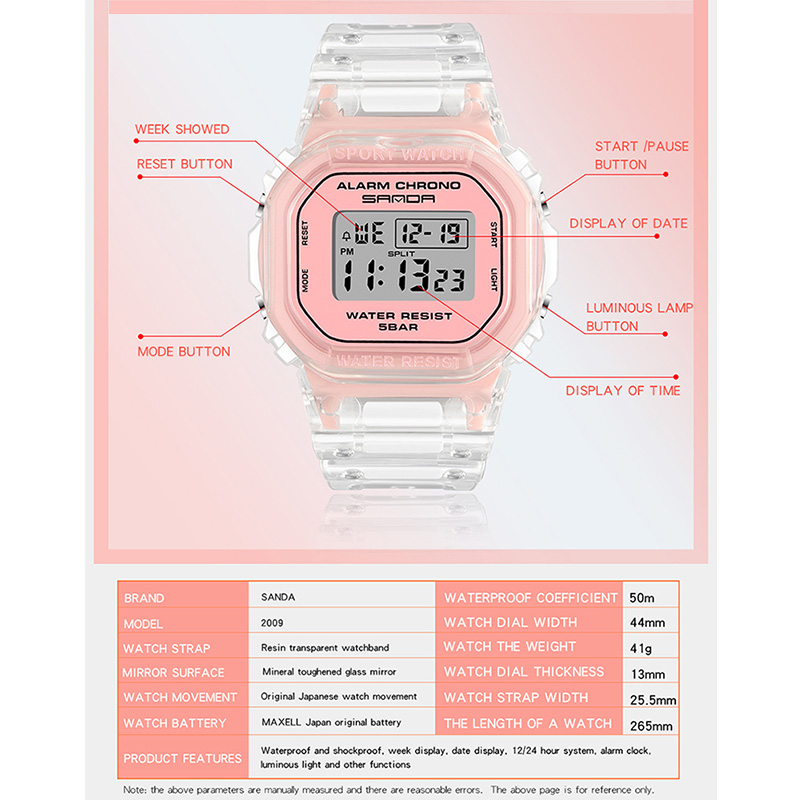 SANDA White Fashion Sport Watc - Rubber Strap Diver 评论和价格