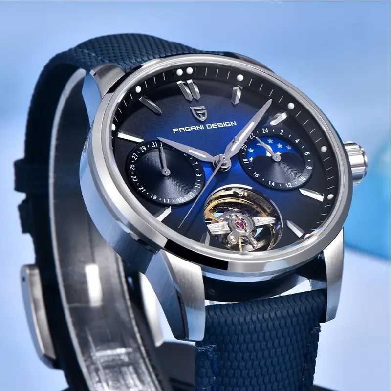 PAGANI DESIGN PDYS021 42MM Moo - Canvas Strap Watch 评论和价格