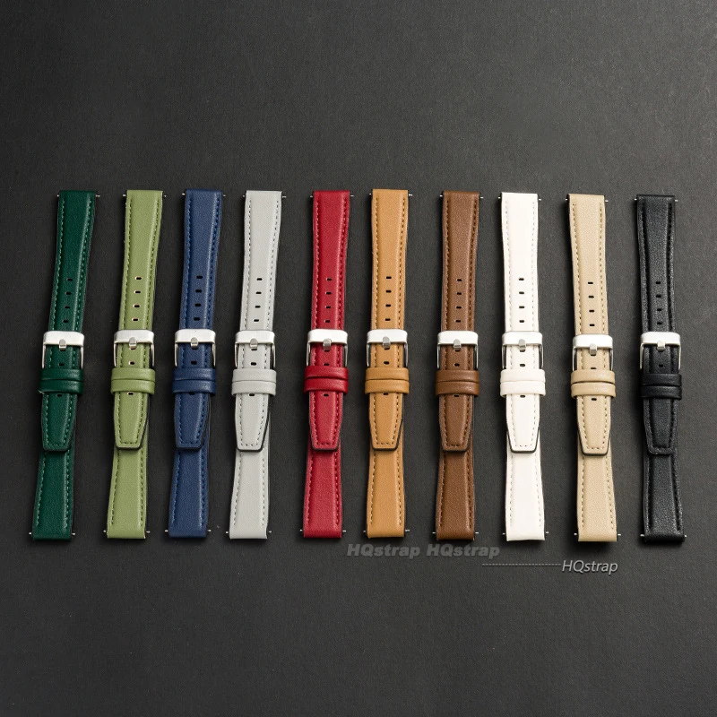 Ultra-thin Leather Watch Band  - Leather Strap Quick Release 评论和价格